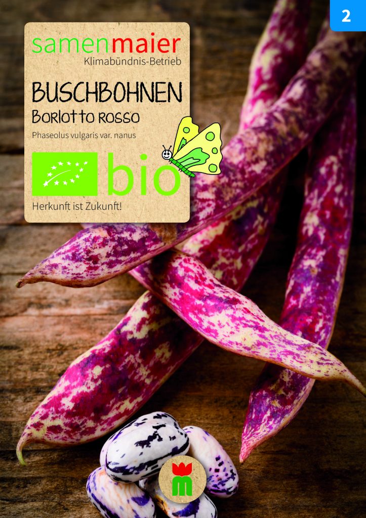 BIO Gemüsesamen Buschbohnen "Borlotto Rosso"