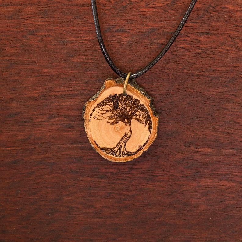 Holz-Halskette „Baum des Lebens 3“ klein