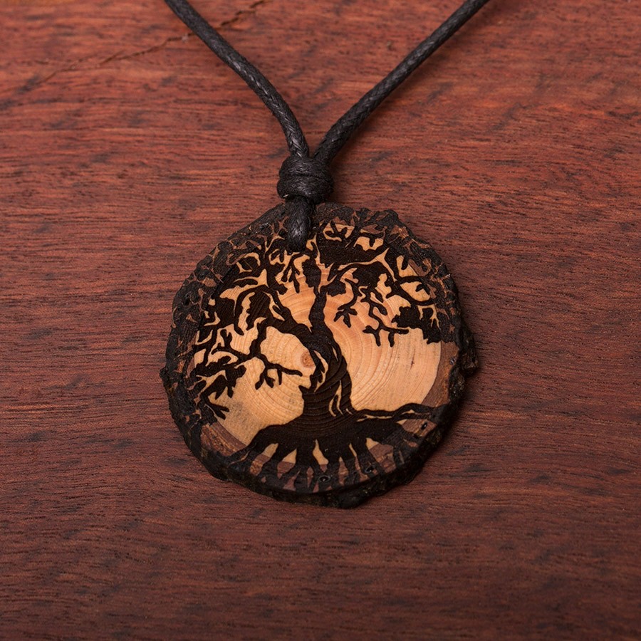 Holz-Halskette "Baum des Lebens 2" groß