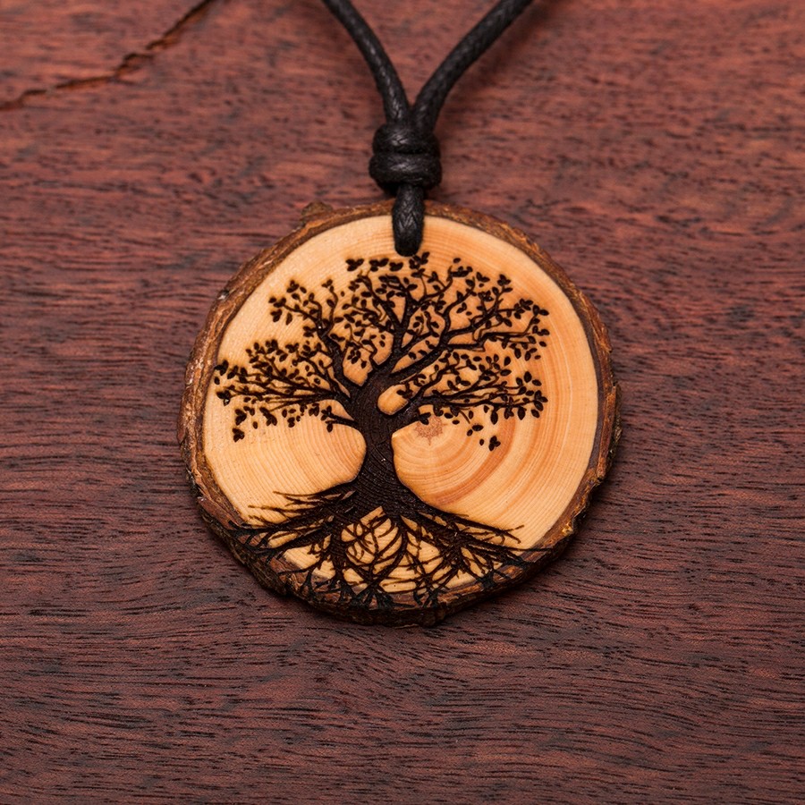 Holz-Halskette "Baum des Lebens" groß