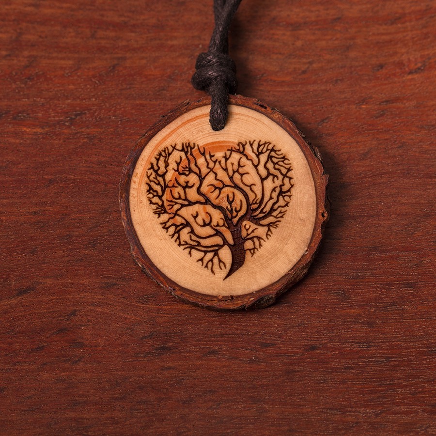 Holz-Halskette "Baum Herz" groß