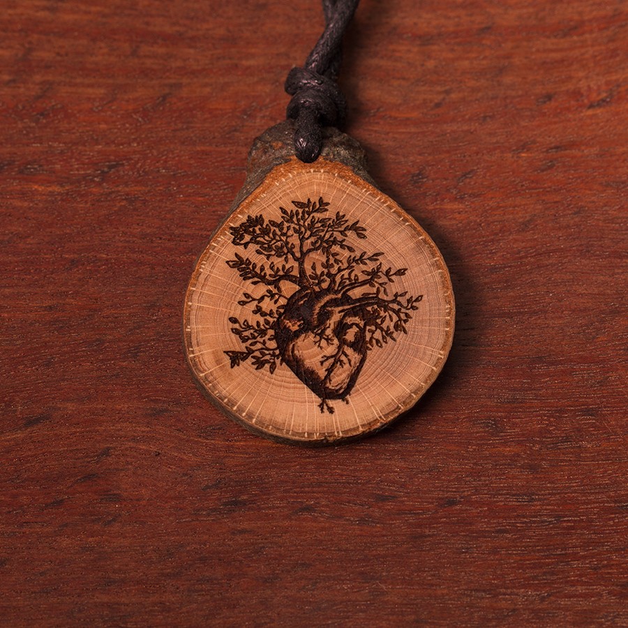 Holz-Halskette "Herz Natur" groß