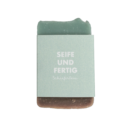 Dreifärbige Seife mit mintfarbenem Etikett von Schieferlein.