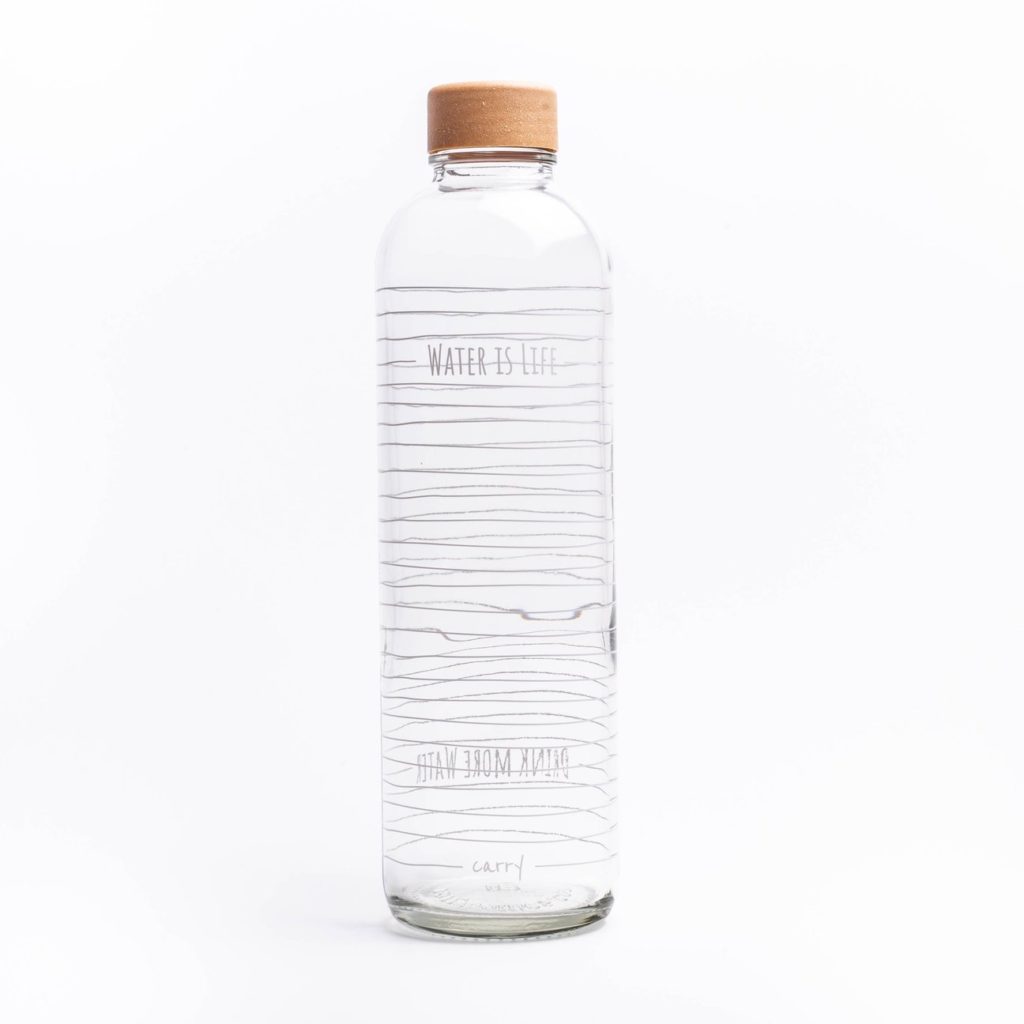 Glastrinkflasche "Water is Life" 1l