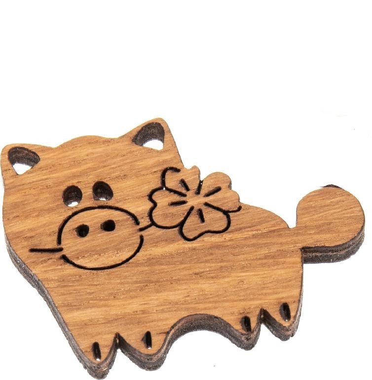 Magnet Glücksschwein aus Eichenholz geölt - 4er-Set