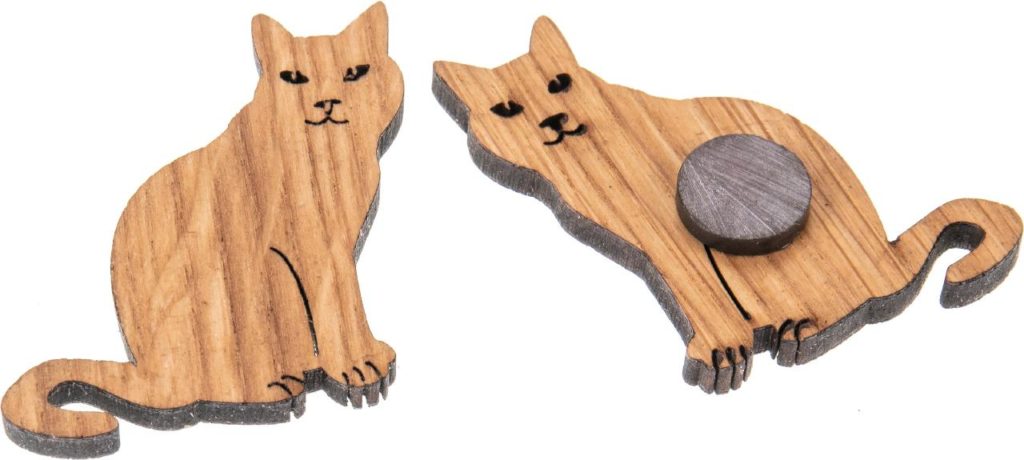 Magnet Katze aus Eichenholz geölt - 4er-Set