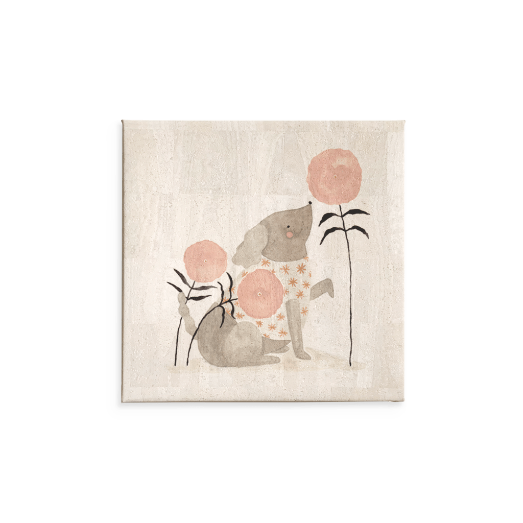 Hund und Blume/ Kunstdruck