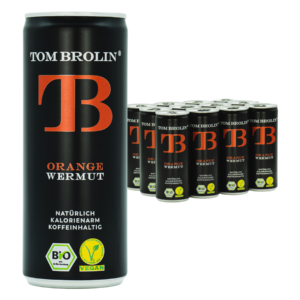 TOM BROLIN, das erste koffeinhaltige BIO-Erfrischungsgetränk, kombiniert mit der bekannten Heilpflanze Wermut.